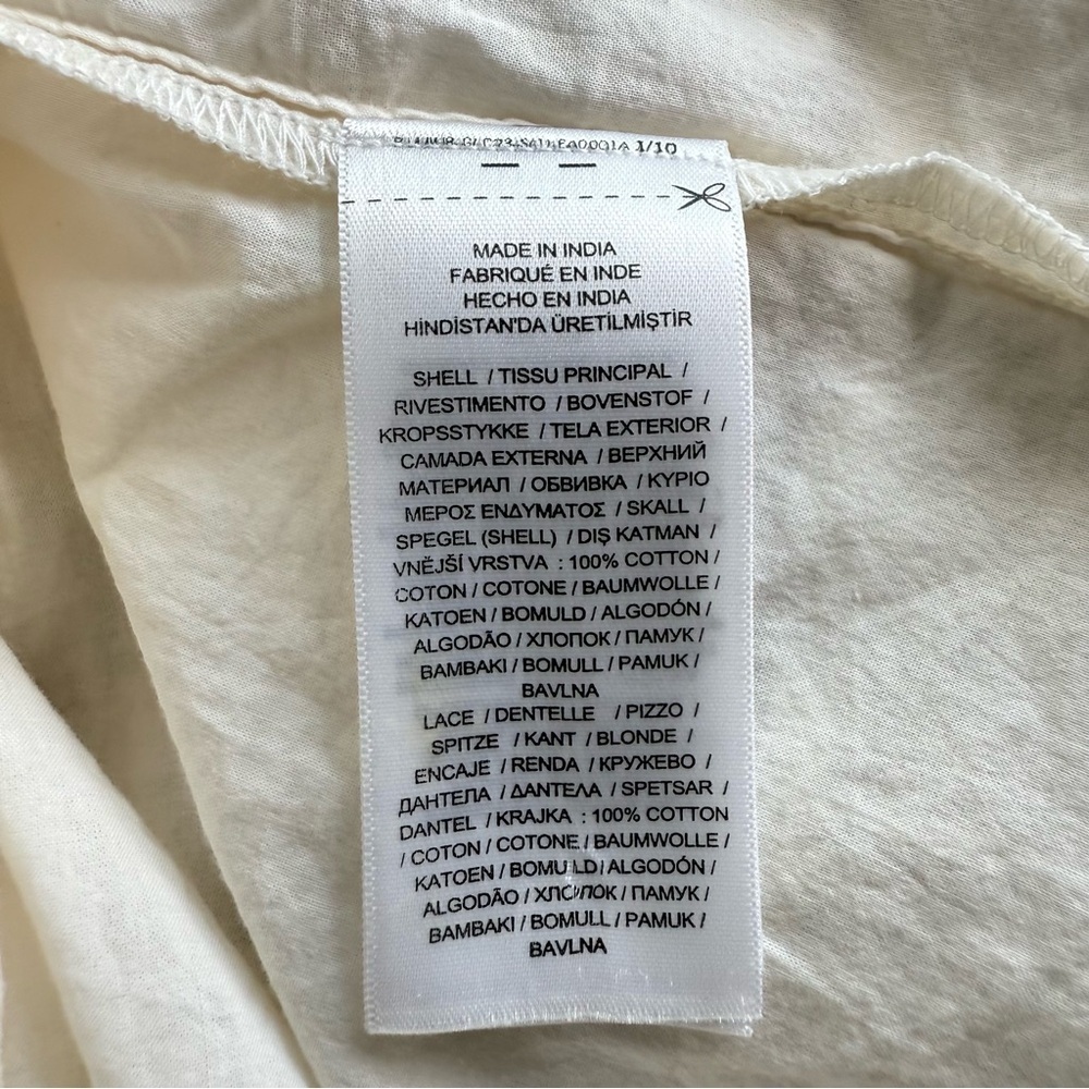 NWT Lauren Ralph Lauren Shadow-Stripe Cotton Tiered Dress Winter Cream Size 16 - Picture 11 of 11
